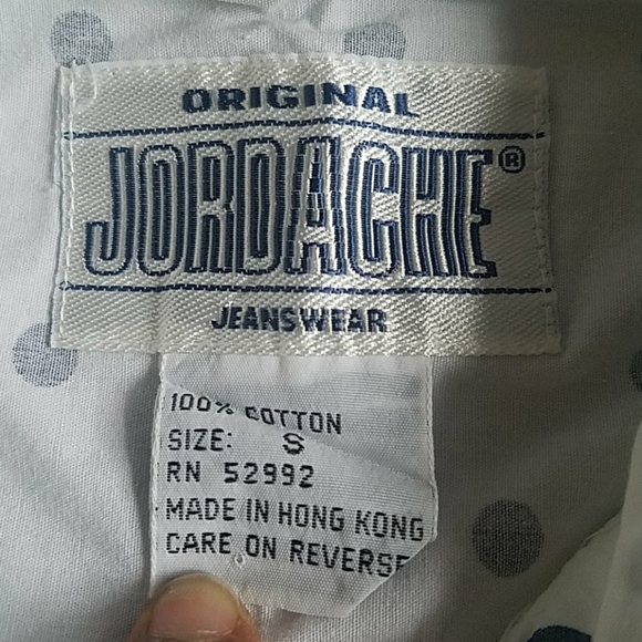 vtg JORDACHE boxy oversize shirt polka dot blouse - Picture 2 of 5